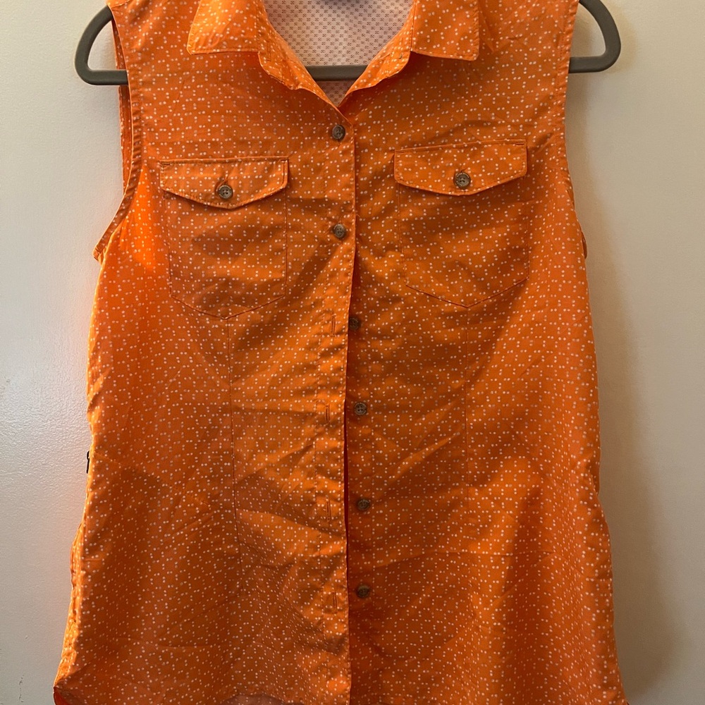 Eddie Bauer Orange Notched Collar Button Down Shirt
